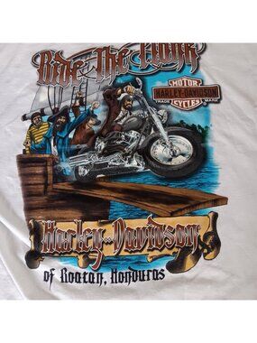 Harley-Davidson XXL Men's 2XL T-shirt 2 sided Roatan Honduras Biker  Pirates
